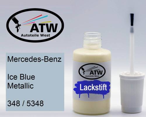 Mercedes-Benz, Ice Blue Metallic, 348 / 5348: 20ml Lackstift, von ATW Autoteile West.